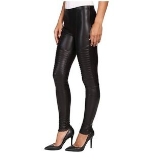 Plush Fleece Lined Faux Leather Moto Leggings Women M Black Biker Alt Grunge NWT